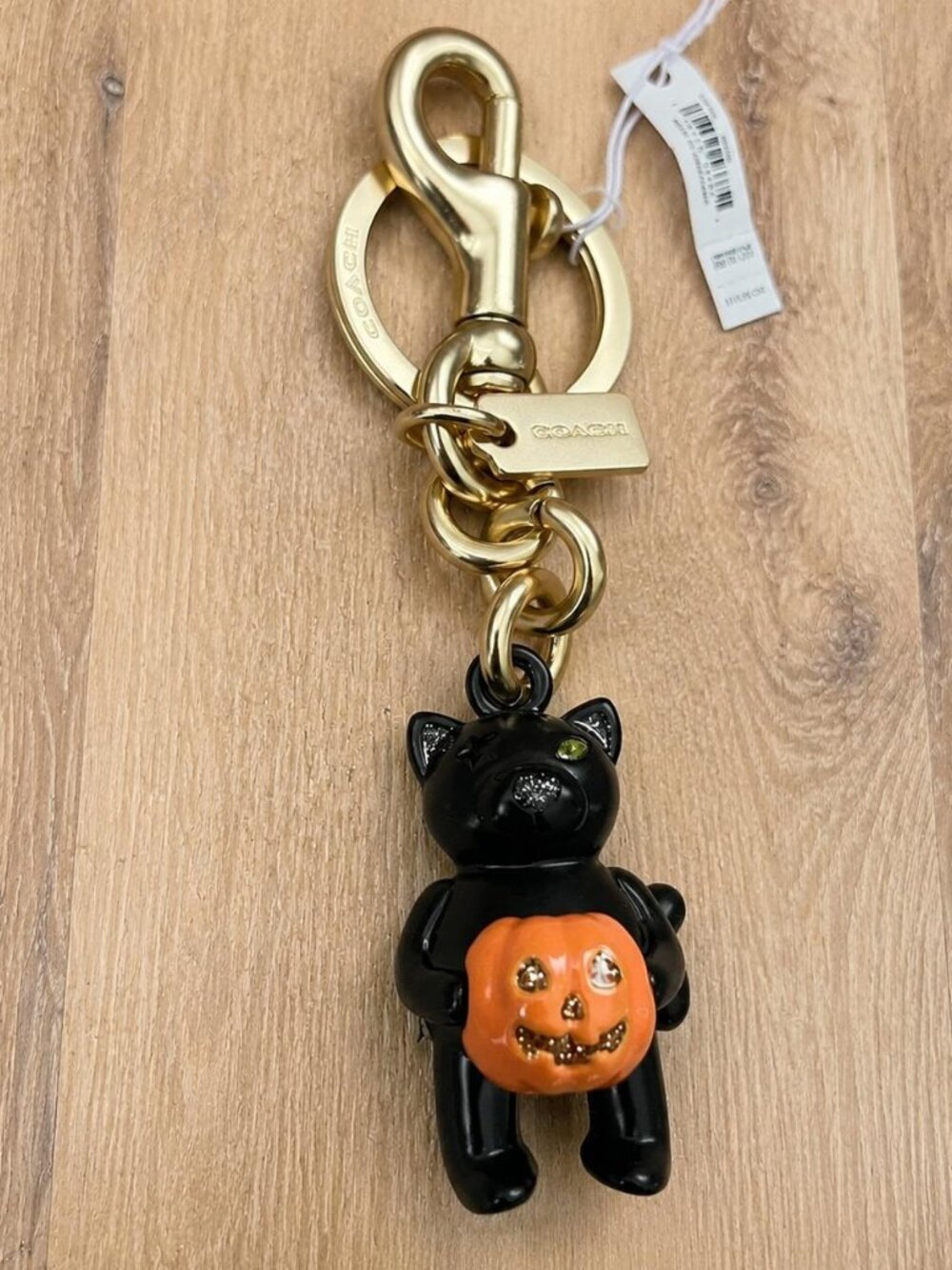 Coach Gold Black Cat & Orange Pumpkin Purse Charm - Picture 3 of 4